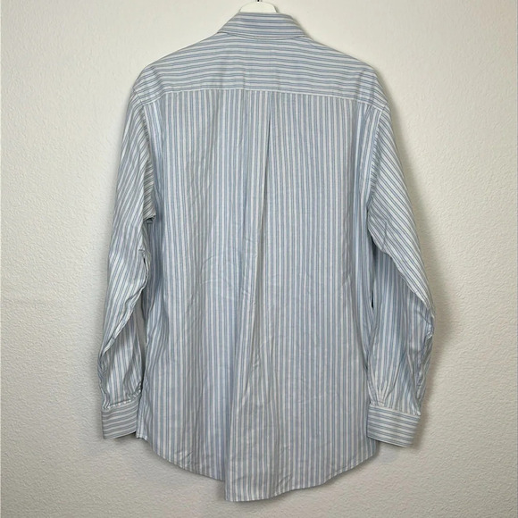 Brooks Brothers Regular Fit Non Iron Blue White Stripes Button Down Mens Size M - Picture 3 of 10